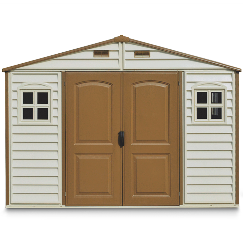Duramax Woodside Vinyl Resin Garden Shed, Brown, 10-1/2-ft x 8-ft