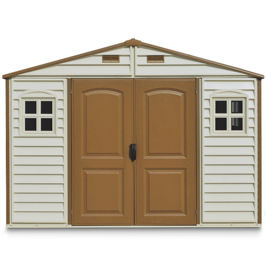 Duramax Woodside Vinyl Resin Garden Shed, Brown, 10-1/2-ft x 8-ft