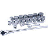 Dynamic Tools 1-in Drive 12 Point Standard Socket & Attachment Set, SAE, 21-pk