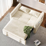 3-in-1 Convertible Sofa Bed, 55" Sleeper Sofa with Pull-Out Bed, Cat-Scratch-Proof Fabric Futon Couch with Adjustable Backrest and Side Pocket, Loveseat for Living Room Apartment, Grey image 3