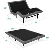 Ergonomic Twin XL Size Adjustable Bed Frame, Electric Base w/Wireless Remote Control, Nightlight, Massager, 2 USB Ports image 2