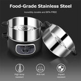 2 stainless steel food steamers, 8.5 liters capacity, electric glass-covered vegetable steamer, double-layer stackable steaming basket, with timer included image 4