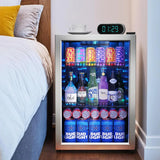Refrigerator Cooler-120 Cans Freestanding Mini Fridge Cooler with Glass Door, Adjustable Shelves & Digital Temperature Display for Soda, Wine or Beer (Black, 3.2 Cu.Ft) image 3