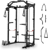 Power Cage,2000LBS Adjustable Multi-Functional Power Racks, Dual Pulley Cable System, Squat Rack for Strength Fitness, with More Training Attachment for Home Gym image 2