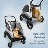 Foldable Pet Stroller for Large or 2 Dogs Cats Jogger Wagon with 4 Wheels image 2