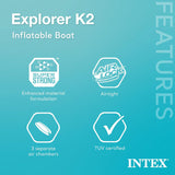 Explorer K2 Inflatable Kayak Set: Includes luxurious 86-inch aluminum paddle and high-output pump - extremely durable PVC material - adjustable seat with backrest - suitable for two people - maximum weight capacity 400 pounds image 3