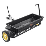 Broadcast seeder, 100-pound tractor-mounted rear polyethylene seeder with 10-inch wheels, equipped with a steel spike weeder, fertilizer spreader, garden seeder and salt spreader, suitable for residences, farms, rough terrain, and black pavement. image 3