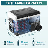EUHOMY 12 Volt Refrigerator, 37QT(35L) Electric Cooler, Portable Freezer 12V/24V DC 110-240V AC, 12V Fridge -4--~68--, 12V Cooler with Wheels & 2 Baskets for Travel, Truck, Boat, Camping image 4