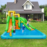 Inflatable Water Park Bounce House w/Climbing Wall Two Slides and Splash Pool image 2