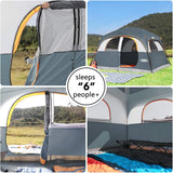 A 6-person waterproof and windproof portable family camping tent, with a double-layer structure, equipped with 1 mesh door and 5 large mesh windows - height of 10 feet × 9 feet × 78 inches (unit: inches) image 3