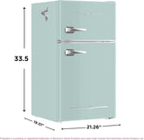 Frigidaire Retro Mini Fridge with Freezer & Side Bottle Opener-Small 2 Door Refrigerator for Office Bar or College Dorm Room-3.1 Cu Ft – 19”"D x 20.5" W x 33.5" H image 3