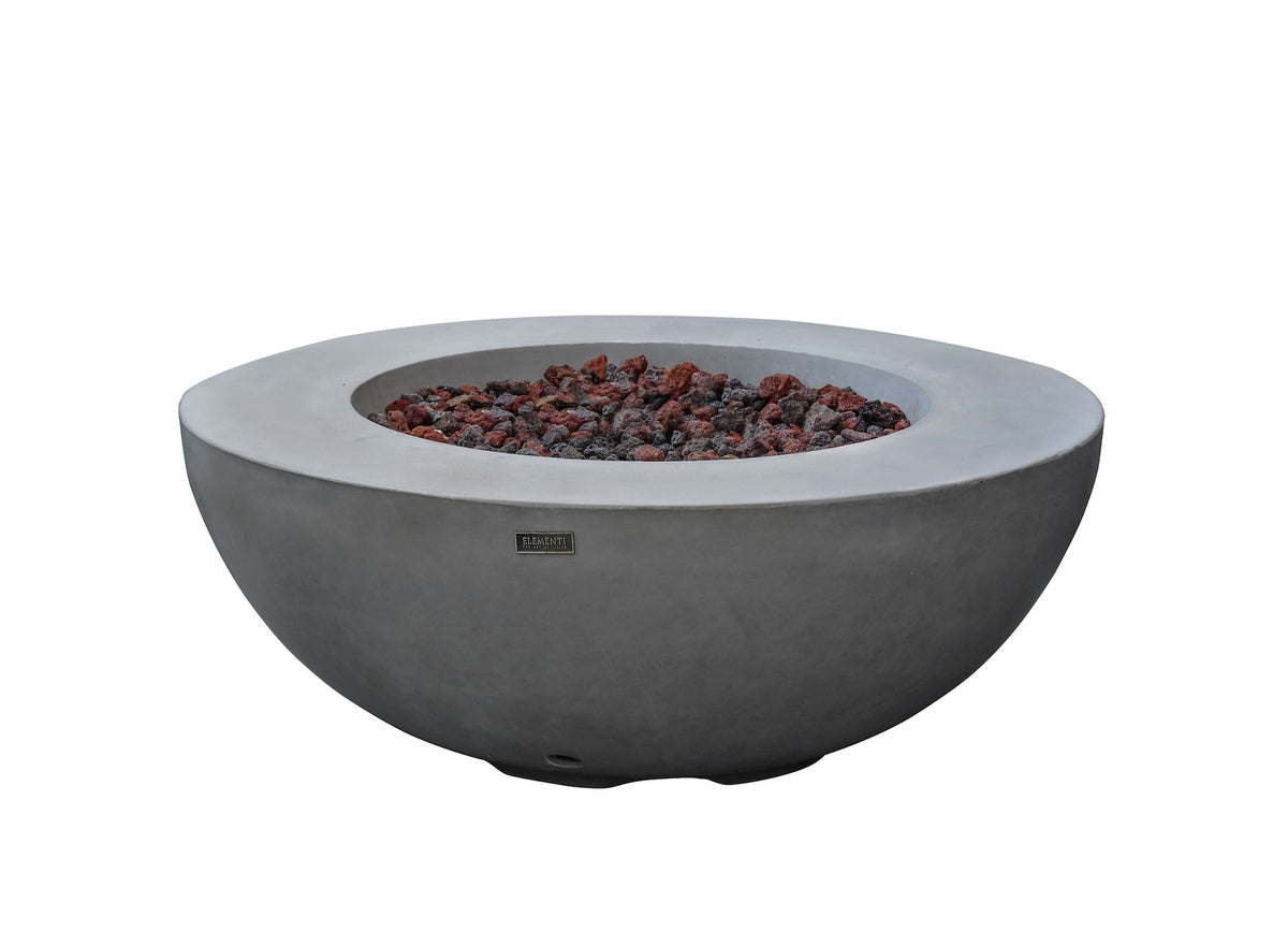 Elementi Lunar Bowl Fire Pit, Natural Gas, Light Grey, 45,000 BTU