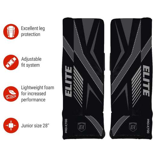 Elite Hockey Vasilevskiy PRO-X700 Street Hockey Goalie Leg Pads, Junior, 28-in