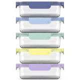 ello Colour Lock Glass Meal Prep Food Storage Container Set with Leakproof Lids, 10-pc
