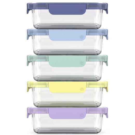 ello Colour Lock Glass Meal Prep Food Storage Container Set with Leakproof Lids, 10-pc