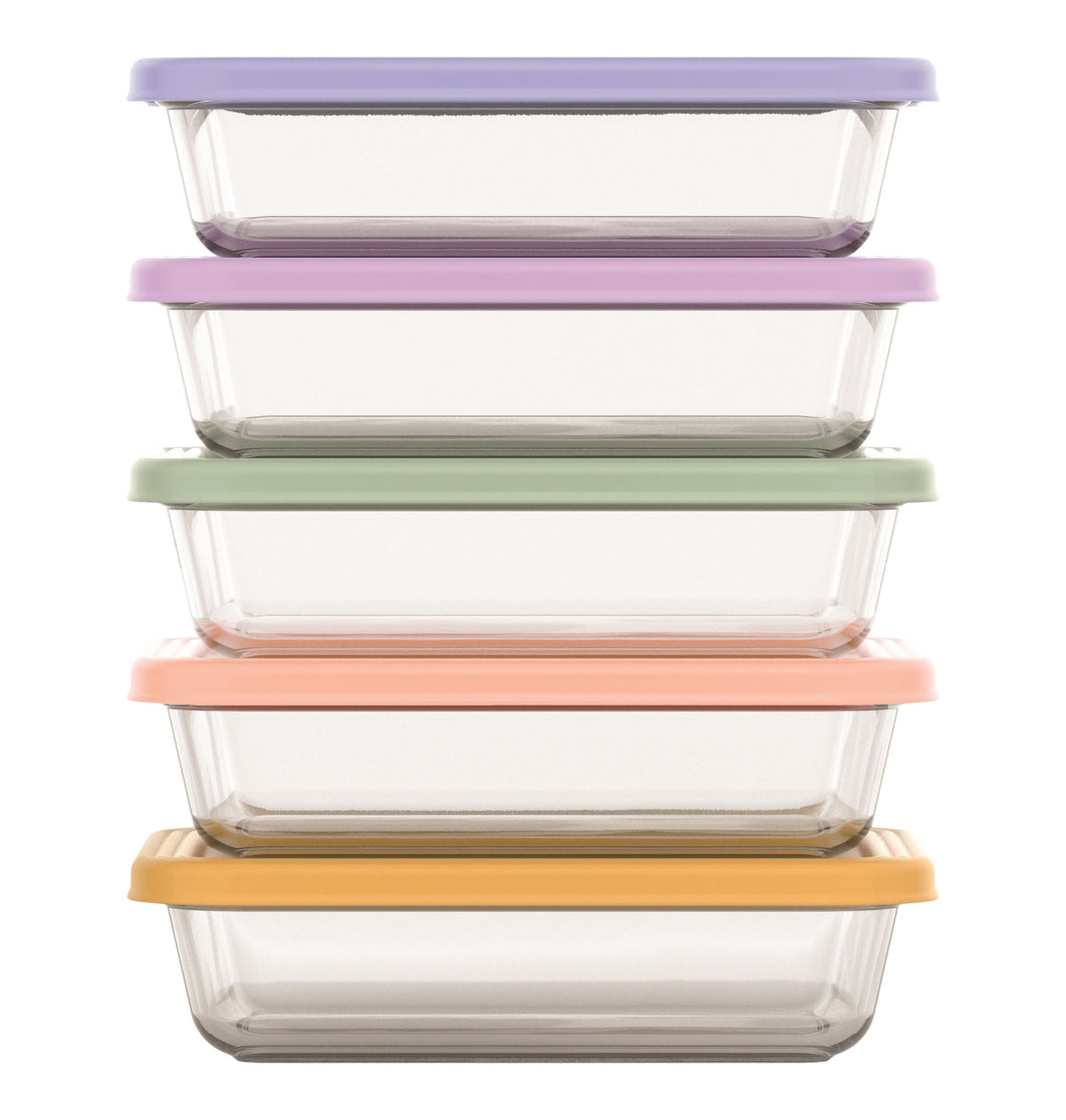 ello Everyday Glass Meal Prep Food Storage Container Set with Press-Fit Lids, Multi-Coloured, 10-pc