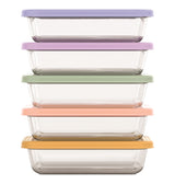 ello Everyday Glass Meal Prep Food Storage Container Set with Press-Fit Lids, Multi-Coloured, 10-pc