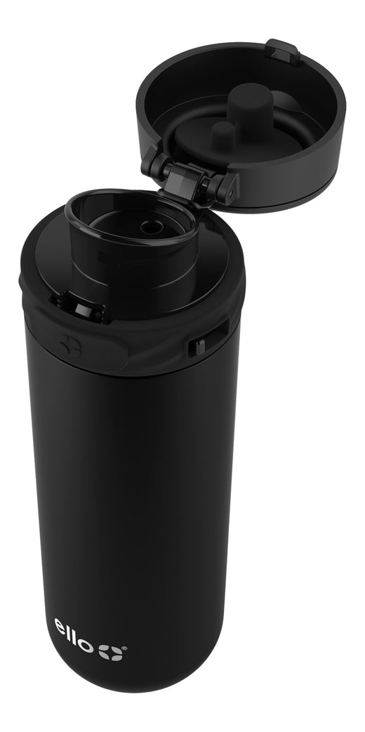 ello Haven Vacuum Insulated Stainless Steel Travel Mug, 16-oz, Black, with Carry Loop