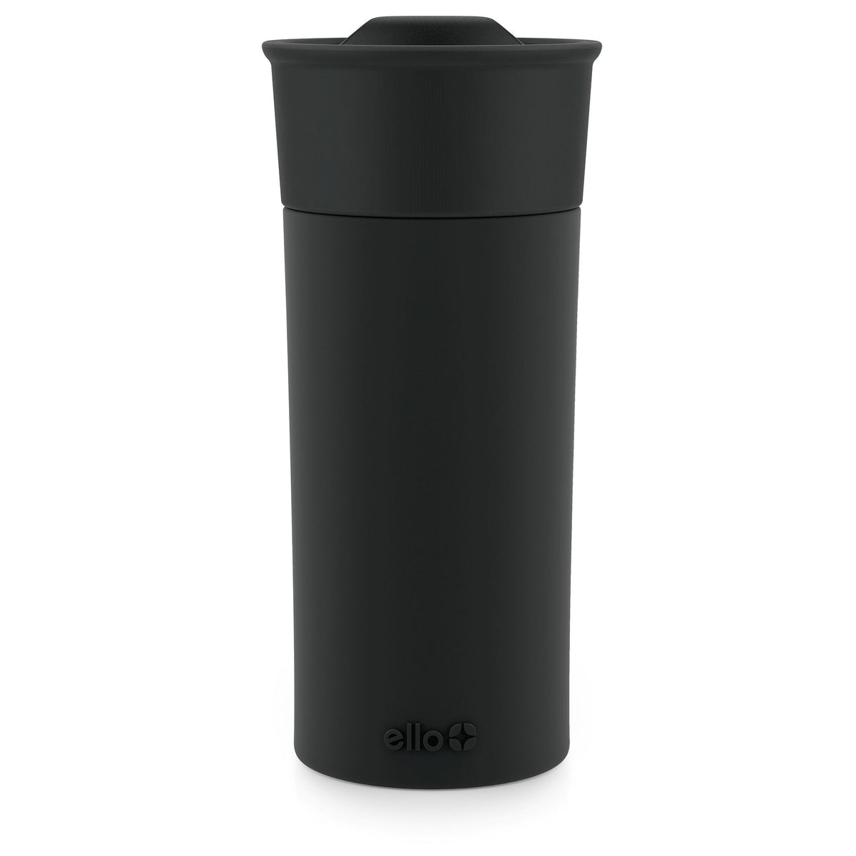 ello Ogden Ceramic Travel Mug, 16-oz, Black, with Silicone Insulated Sleeve