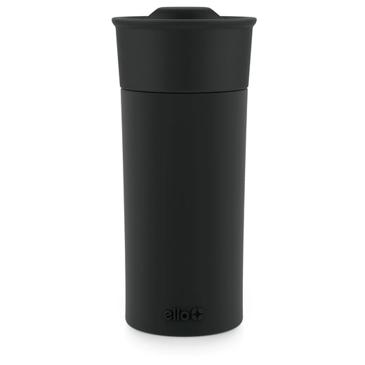 ello Ogden Ceramic Travel Mug, 16-oz, Black, with Silicone Insulated Sleeve