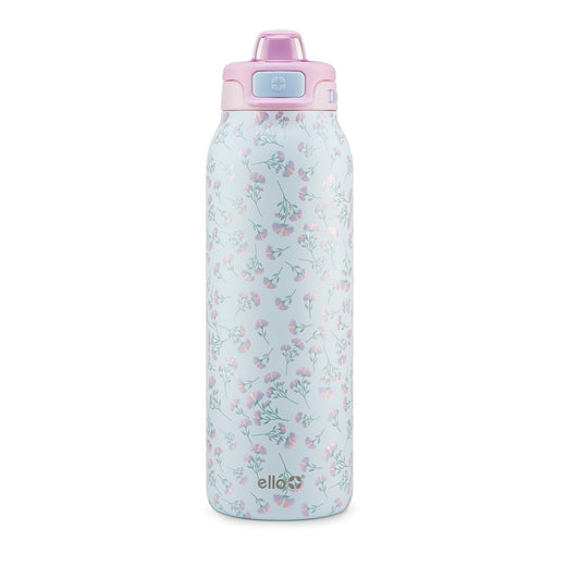 ello Pop & Fill Reusable Stainless Steel Insulated Water Bottle with Quick Fill Lid, 32-oz, Assorted Colours