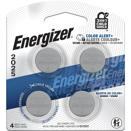 Energizer 2025 3V Lithium Coin Batteries, Long-Lasting, 4-pk