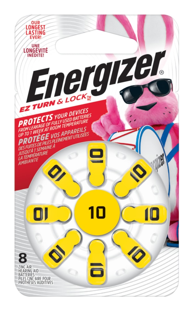 Energizer 8-pk Size AZ10 1.4V / 1.4 Volt Zinc Hearing Aid Batteries, EZ Turn Lock