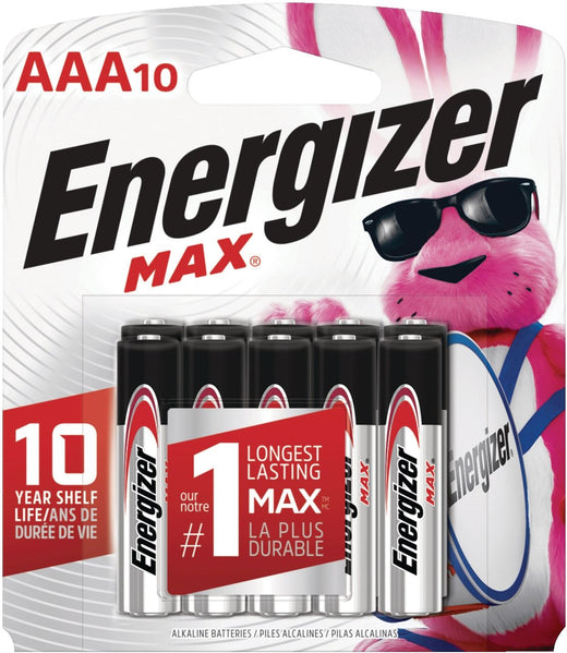 Energizer Max 10-pk AAA Alkaline Batteries, Long Lasting, All Purpose