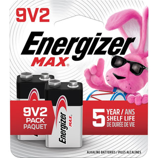 Energizer Max 2-pk 9V / 9 Volt Alkaline Batteries, Long Lasting, All Purpose