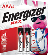 Energizer Max 2-pk AAA Alkaline Batteries, Long Lasting, All Purpose