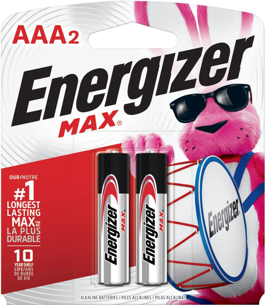 Energizer Max 2-pk AAA Alkaline Batteries, Long Lasting, All Purpose