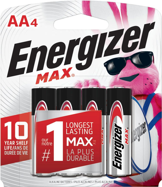 Energizer Max 4-pk AA Alkaline Batteries, Long Lasting, All Purpose