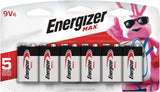 Energizer Max 6-pk 9V / 9 Volt Alkaline Batteries, Long Lasting, All Purpose
