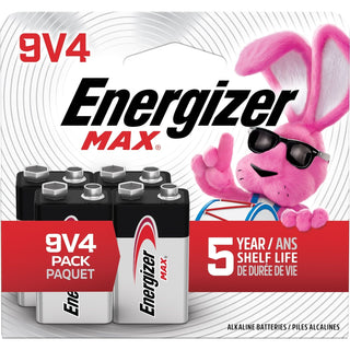 Energizer Max 9V Batteries, Long Lasting, All Purpose, Alkaline, 4-pk
