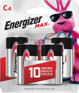 Energizer Max4-pk C Alkaline Batteries, Long Lasting, All Purpose