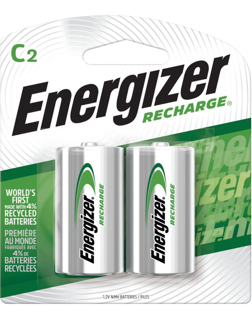 Energizer NH35BP-2 2-pk C NiMH Rechargeable Batteries, Pre-Charged, Long Lasting