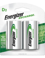 Energizer NH50BP-2 2-pk D NiMH Rechargeable Batteries, Pre-Charged, Long Lasting