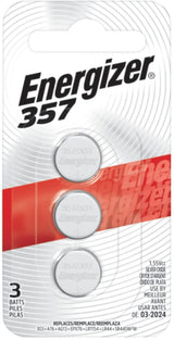 Energizer Silver Oxide 3-pk 357 LR44 AG13 303 A76 1.5V / 1.5 Volt Button Coin Cell Batteries