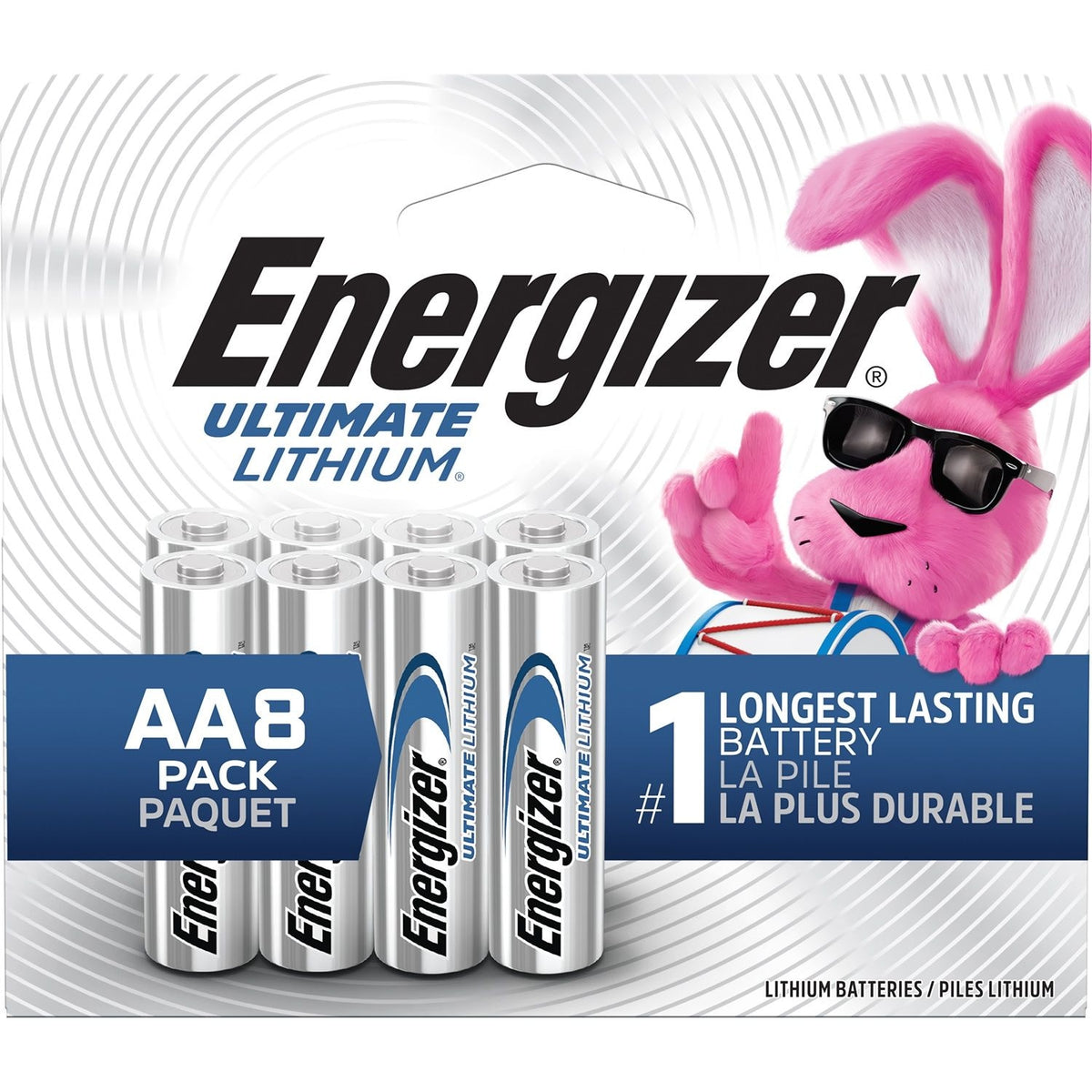 Energizer Ultimate AA Lithium Batteries, Long Lasting, All Purpose, 8-pk