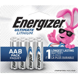 Energizer Ultimate AA Lithium Batteries, Long Lasting, All Purpose, 8-pk