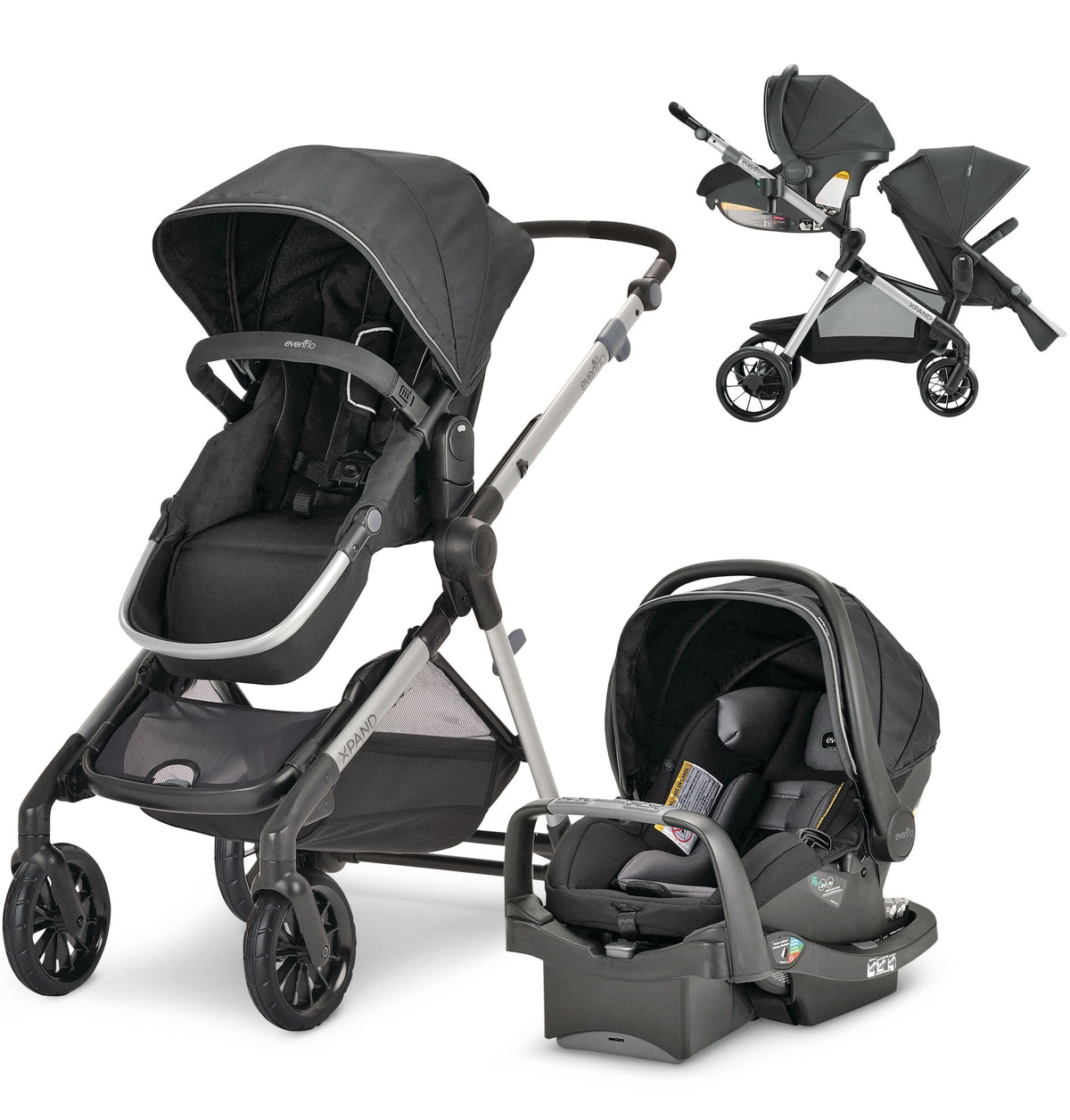 Evenflo Pivot Xpand Modular Compact Fold Travel System with Stroller & Car Seat