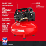 Craftsman 6 Gallon Pancake Air Compressor, Oil-Free, 150 PSI, Portable with Accessory Kit image 4