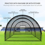 Baseball Batting Cage Net Batting Cages for Backyard Portable Baseball and Softball Batting Cages with Pitching Machine Hole and Detachable Door for Backyard Outdoor Hitting Practice image 4