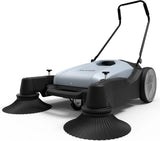 Walk-Behind Outdoor Hand Push Floor Sweeper - 5.25 Gallon Capacity - 25.5" Sweeping Width - Sweeps up to 27,900 ft² / Hour, Grey image 2
