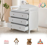 Changing Table Dresser Baby Diaper Changing Station Infant Nursing Table with 3 Drawers, Safety Rail & Strap for Bedroom, Nursery, White image 2