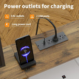 2 Person Desk with LED Lights & Charging Station – Long Desk for 2 with Storage Drawers, Monitor Riser, USB Ports & Outlets – Modern Study Table or Workstation for Home Office image 4