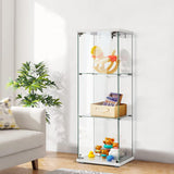 4 Layers 15.7''W x 15.7''D x 62.6''H Glass Display Cabinet Countertop Showcase with Lock, 5mm Tempered Glass 25mm MDF Base image 4
