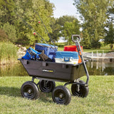 Heavy Duty Poly Utility Dump Wagon Garden Cart w/Pneumatic Tires, 6 Cu Ft - 1200 lb Capacity Outdoor Wheelbarrow for Yard, Landscaping & Gardening, Lawn Tractor or ATV Towable-Gorilla Carts image 4