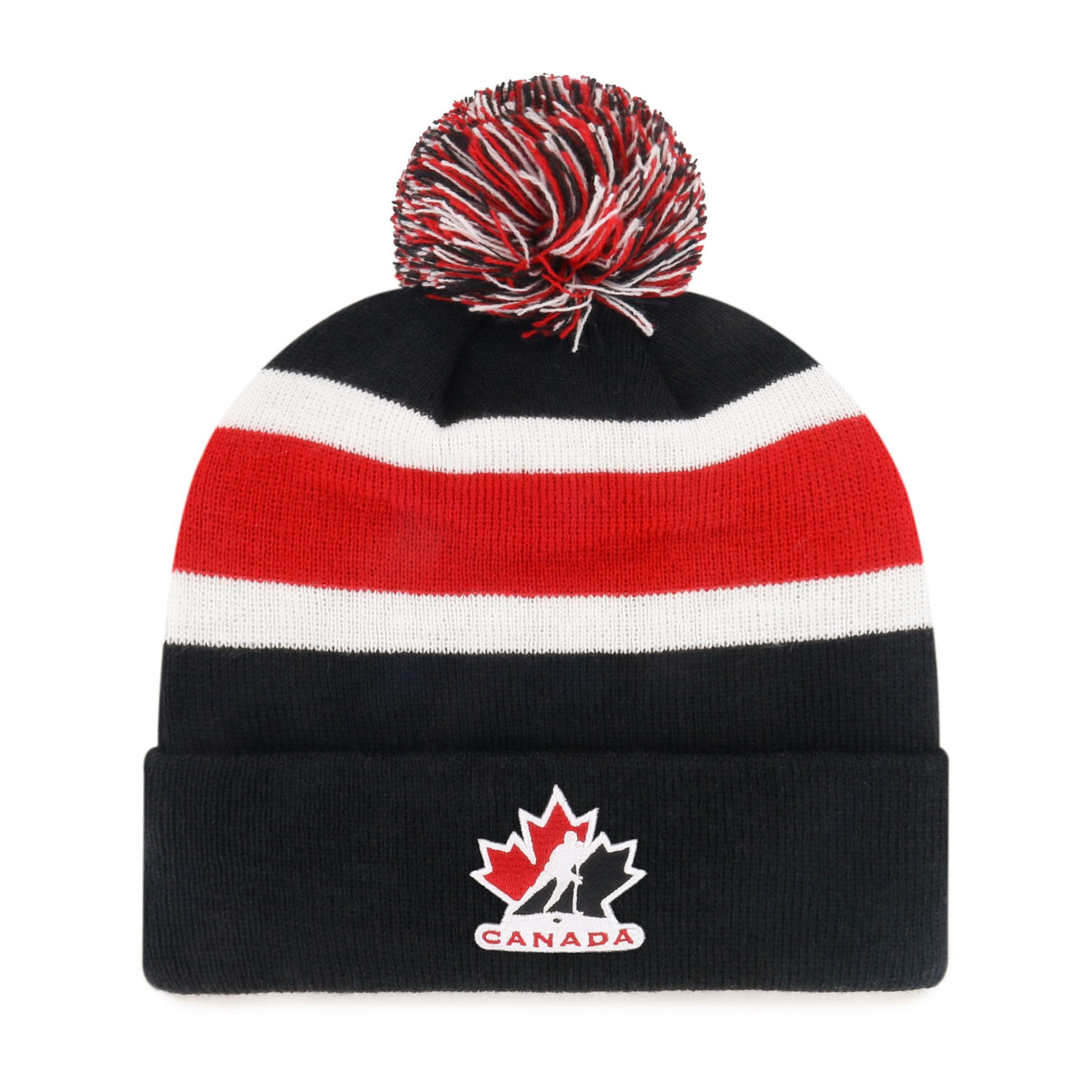 Fan Favorite NHL Team Canada Adult Standard Mass Knit Toque with Breakaway Cuff and Pom Pom