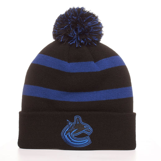 Fan Favorite NHL Vancouver Canucks Mass Breakaway Cuff Knit Pom Toque, Black, Adult